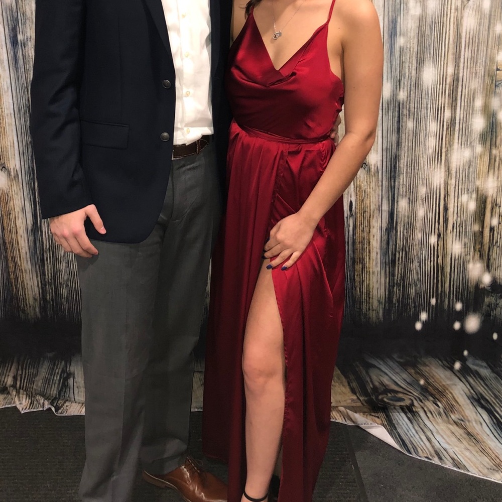 Satin red dress
